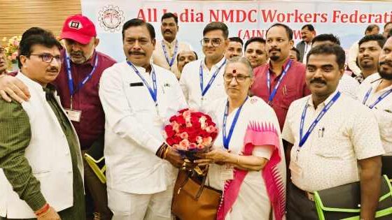 President of All India NMDC Workers Federation Amarjit Kaur and Sanjay Singh became General Secretary
