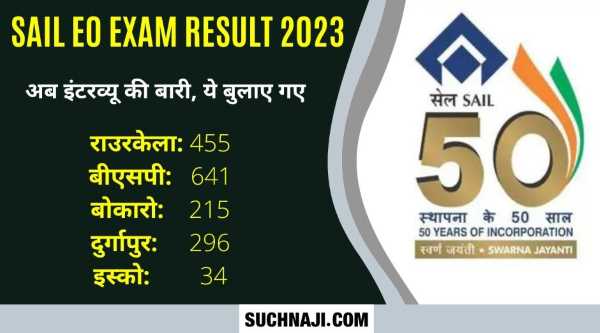 SAIL E0 Exam Result 2023 About 1700 employees of SAIL will give officers interview, President-General Secretary pass from Diploma Federation, know plant-wise figure