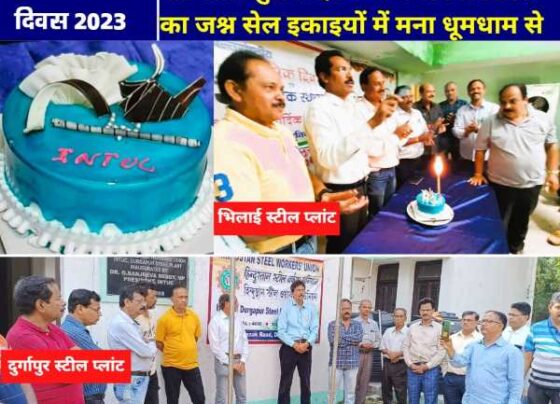 INTUC 76th Foundation Day 2023 Bhilai and Durgapur Steel Plant INTUC Union cut cake, celebrated