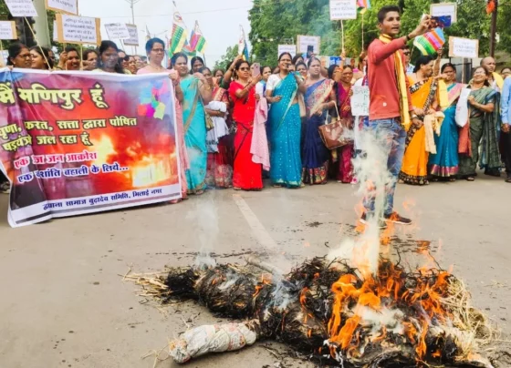 Durg-Bhilai got angry for parading naked women in Manipur, effigies of PM Modi, Home Minister Amit Shah were set on fire