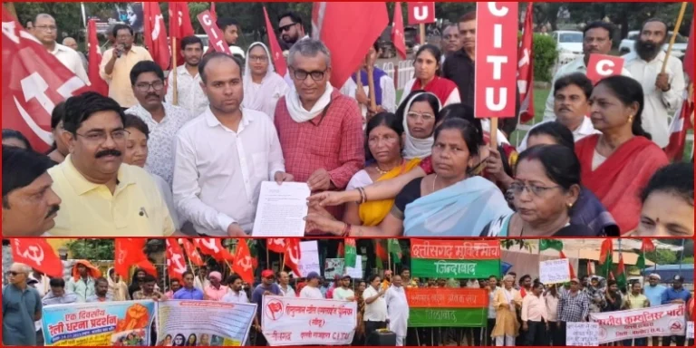 Manipur-violence-Many-organizations-along-with-employees-of-SAILs-Bhilai-and-Rajhara-mines-came-on-the-road