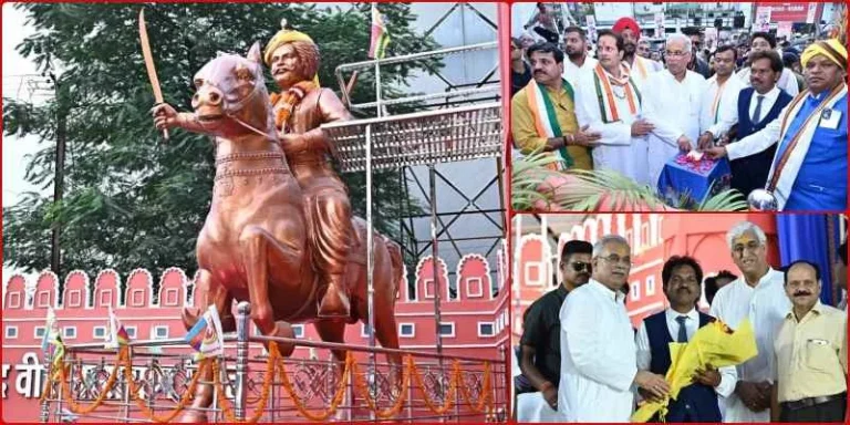 CM-Bhupesh-Baghel-installed-the-statue-at-the-place-where-Veernarayan-Singh-was-martyred-a-gift-of-132-crores-to-Raipur