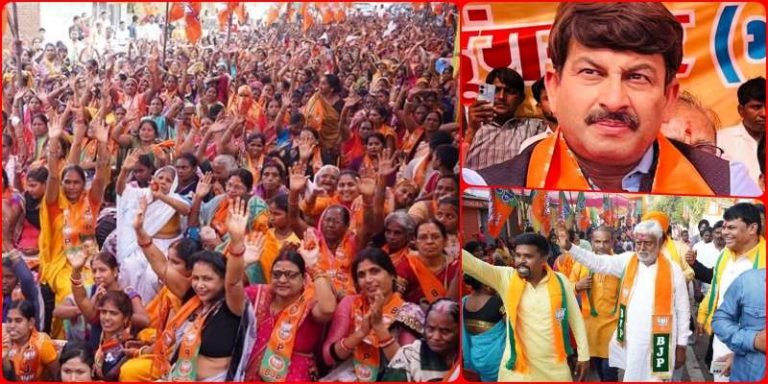 CG-Elections-Pandeyji-shows-strength-in-Khursipar-Bhojpuri-star-Manoj-Tiwaris-road-show-on-10th-November