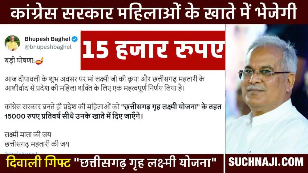 Chhattisgarh Grih Lakshmi Yojana: CM भूपेश बघेल ने BJP को दी एक और पटखनी, महिलाओं के खाते में आएंगे 15 हजार रुपए