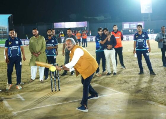 Brijmohan Agarwal tried his hand at batting in Jain Unity Cricket League Season-3