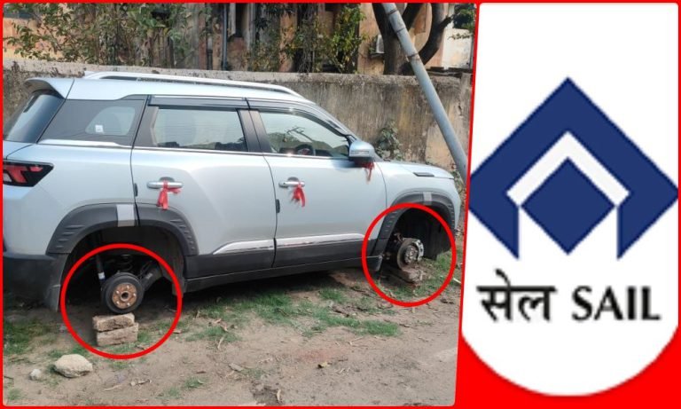 Bokaro-Steel-Plant-Thieves-took-away-all-four-wheels-from-the-cars-of-2-employees