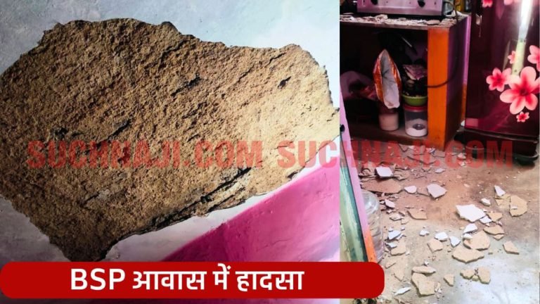 Bhilai-Steel-Plant-Plaster-of-ceiling-of-dilapidated-house-in-Sector-2-broke-and-fell-created-chaos-life-saved