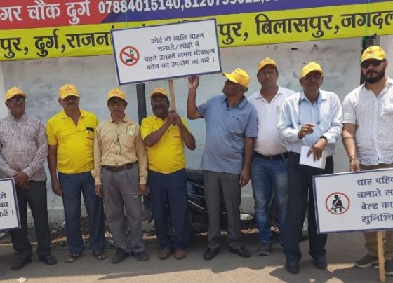 Road safety awareness campaign at intersections of Durg-Bhilai