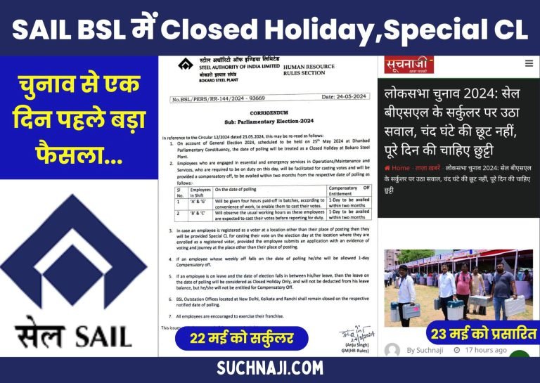 Parliamentary-Elections-2024-Big-decision-of-SAIL-Bokaro-Steel-Plant-a-day-before-voting-circular-of-Closed-Holiday-and-Special-CL