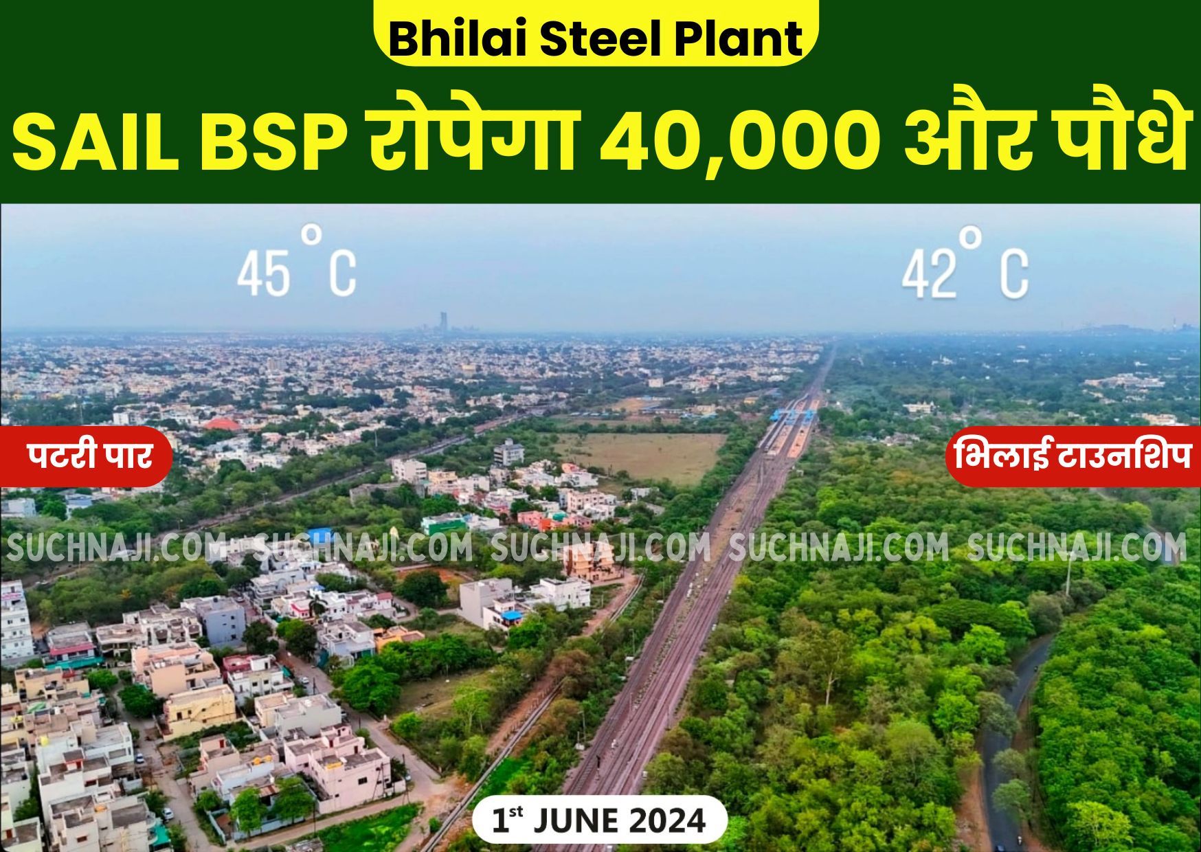 Bhilai Steel Plant रोपने जा रहा 40,000 और पौधे, देखिए टाउनशिप-पटरी पार का तापमान