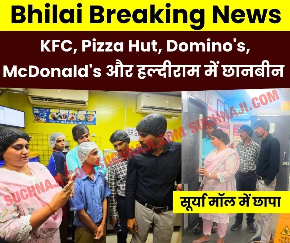 Bhilai Breaking: सूर्या मॉल में छापा, KFC, पिज्जा हट, डॉमिनोज, मैकडॉनल्ड्स और हल्दीराम में खिला रहे घटिया पिज्जा-बर्गर, 30 दिन में धुलता है ट्रे, वेज-नॉनवेज एक साथ