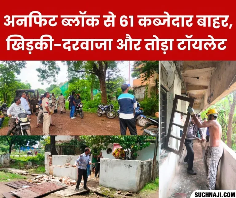 Bhilai-Steel-Plant-61-encroachers-out-of-unfit-block-of-township-broke-windows-doors-and-toilet-1