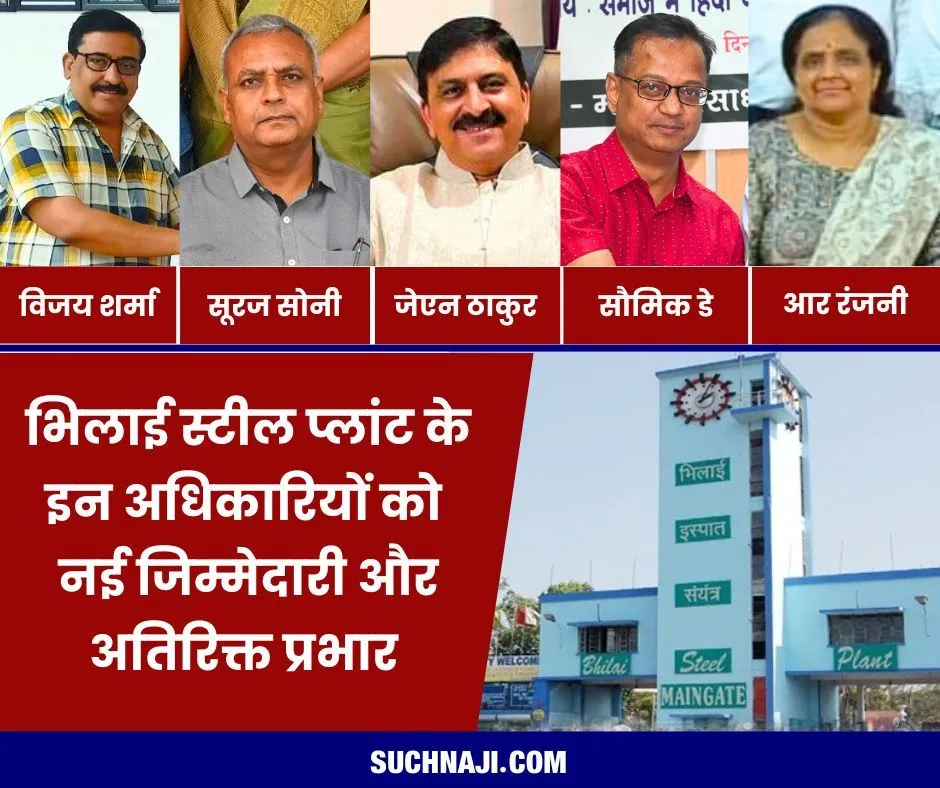 Bhilai Steel Plant Transfer Order: जेएन ठाकुर, विजय शर्मा, सूरज सोनी, आर रंजनी, सौमिक डे को अब ये जिम्मेदारी