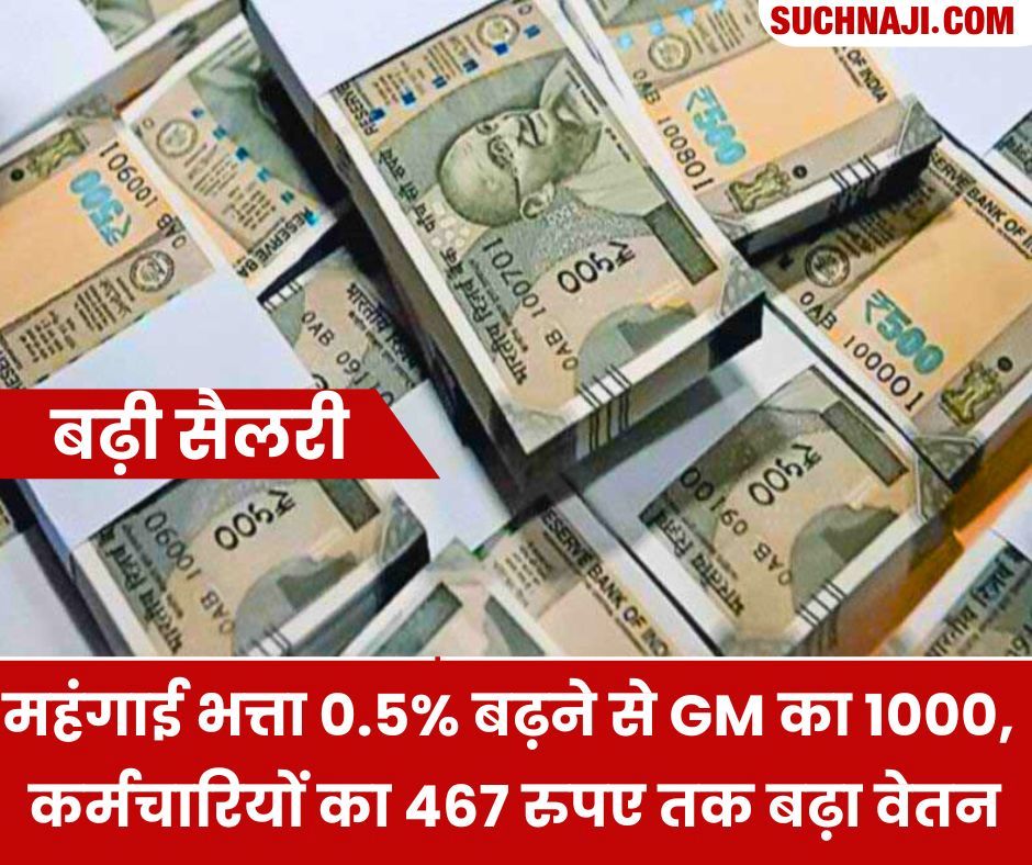 महंगाई भत्ता ताज़ा खबर: DA 0.5% बढ़ने से SAIL के GM की 1000, कर्मचारियों की 467 रुपए तक बढ़ी सैलरी