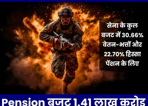 Pension budget now Rs 1.41 lakh crore: 30.66% salary and allowances and 22.70% share in the total army budget for pension