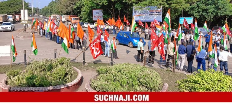 BIG-BREAKING-Joint-Union-took-to-the-streets-in-Bhilai-raised-slogans-raised-these-demands-in-the-interest-of-employees