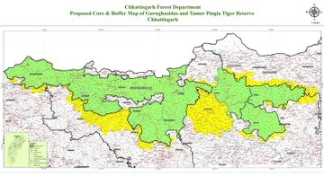 Chhattisgarh - Guru Ghasidas - Tamor Pingla Tiger Reserve is the third largest tiger reserve in the country