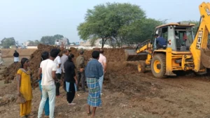 Land mafia digging 10,000 square feet pond for fishing business, BSP filled it, FIR will be filed