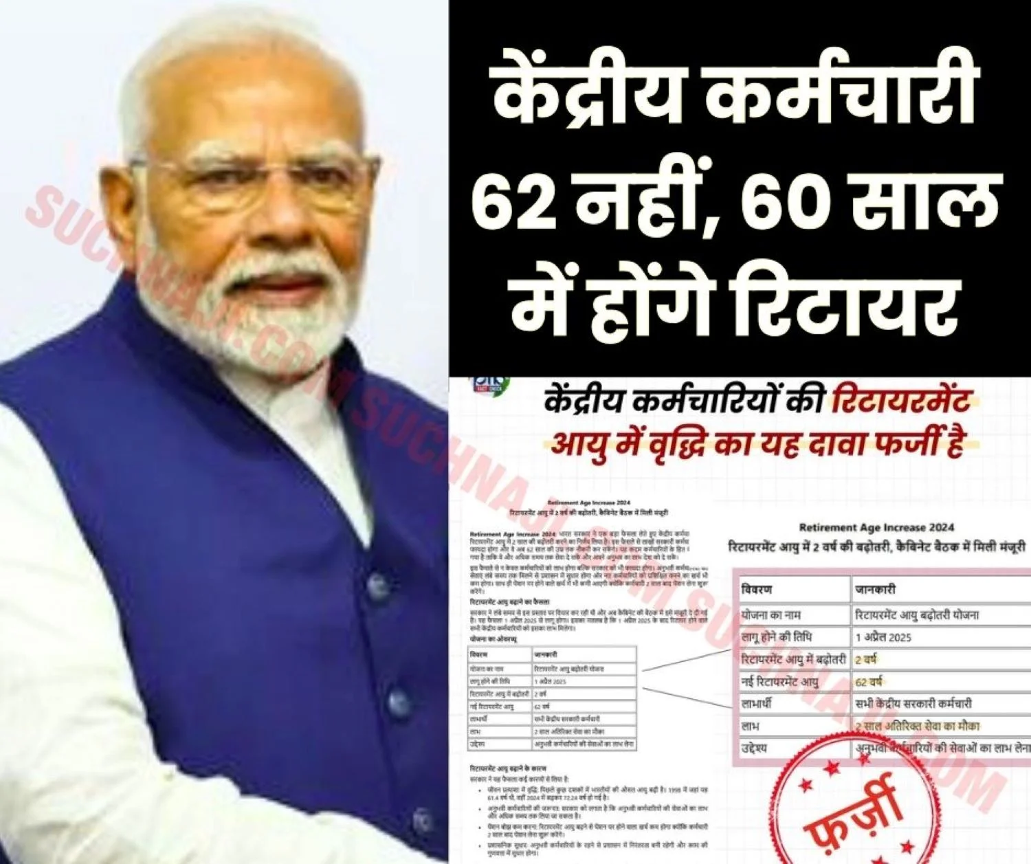 Retirement age will remain 60 years, news of 62 years is fake, Modi government's reply