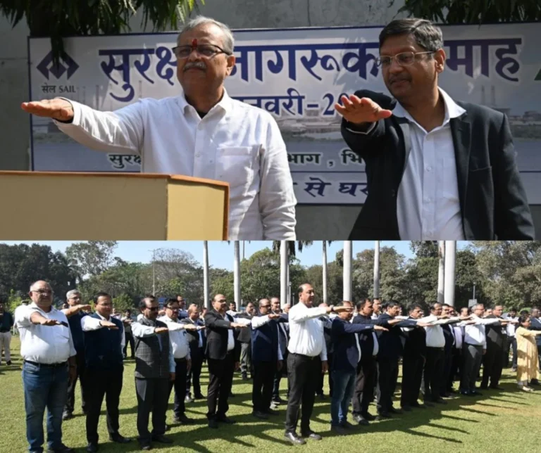 BSP's ED Works Anjani Kumar hoisted the safety flag