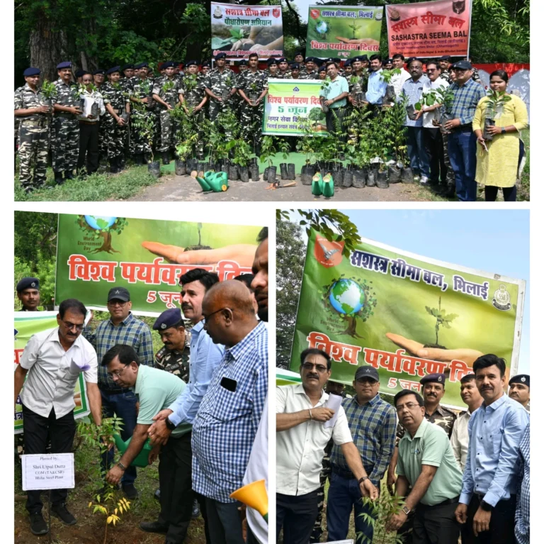 Bhilai Steel Plant and Sashastra Seema Bal Jawans planted saplings