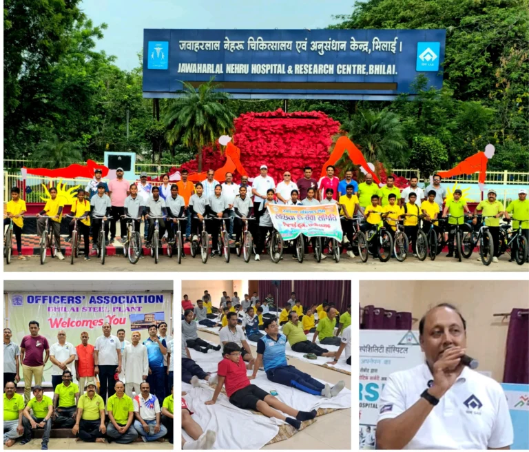 Mantra of fitness by yoga and bicycle, rally of BSP Officers Association