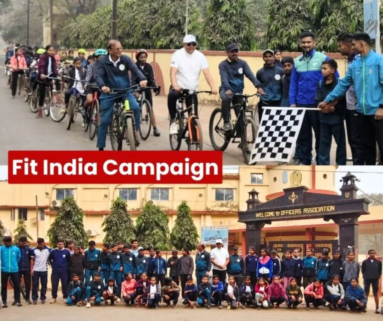 Fit India Campaign Children rode Bicycles with BSP Officers, Spreading the Message of Fitness