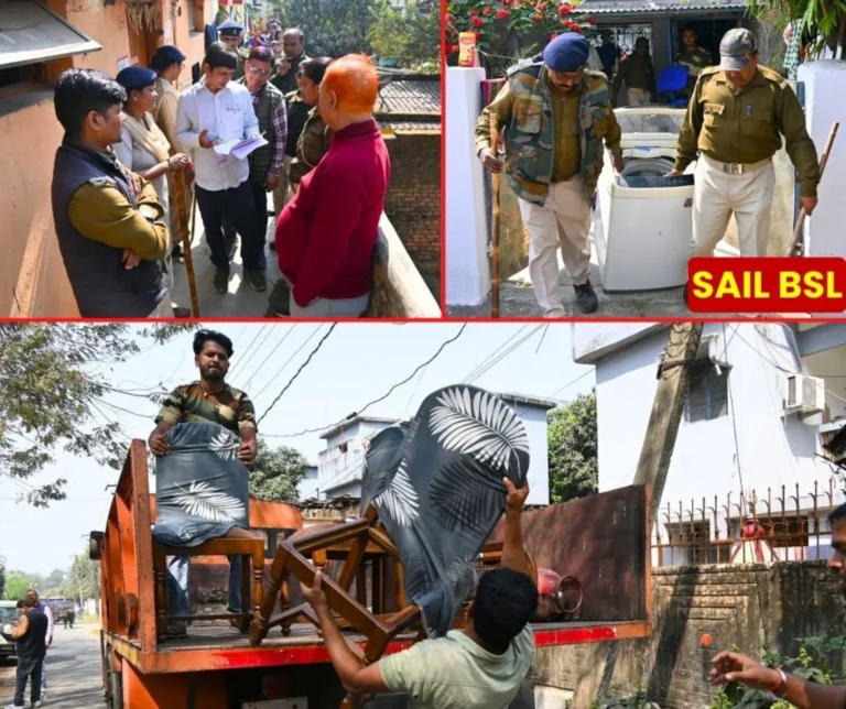 Bokaro Steel Plant Takes Major Action Against Encroachers Removes Goods From Homes