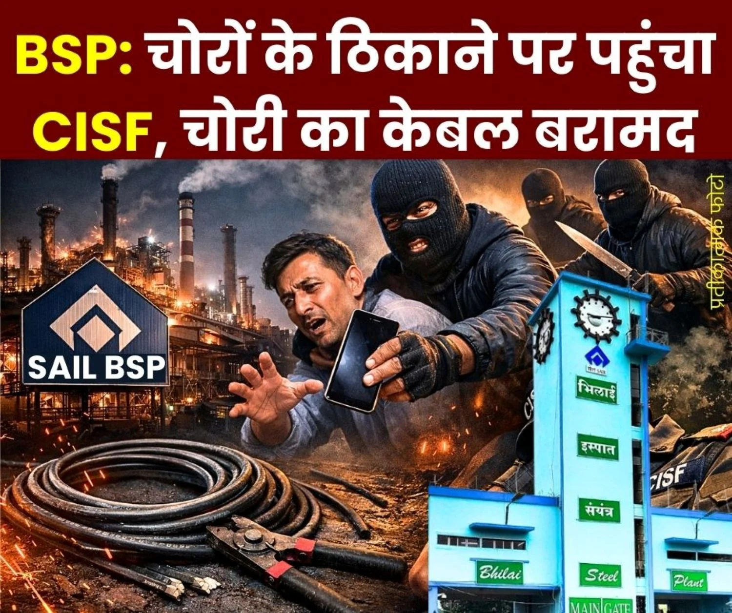 Breaking News Theft at Bhilai Steel Plant 3 Thieves Snatch Supervisors Mobile Phone Cut Cables 1