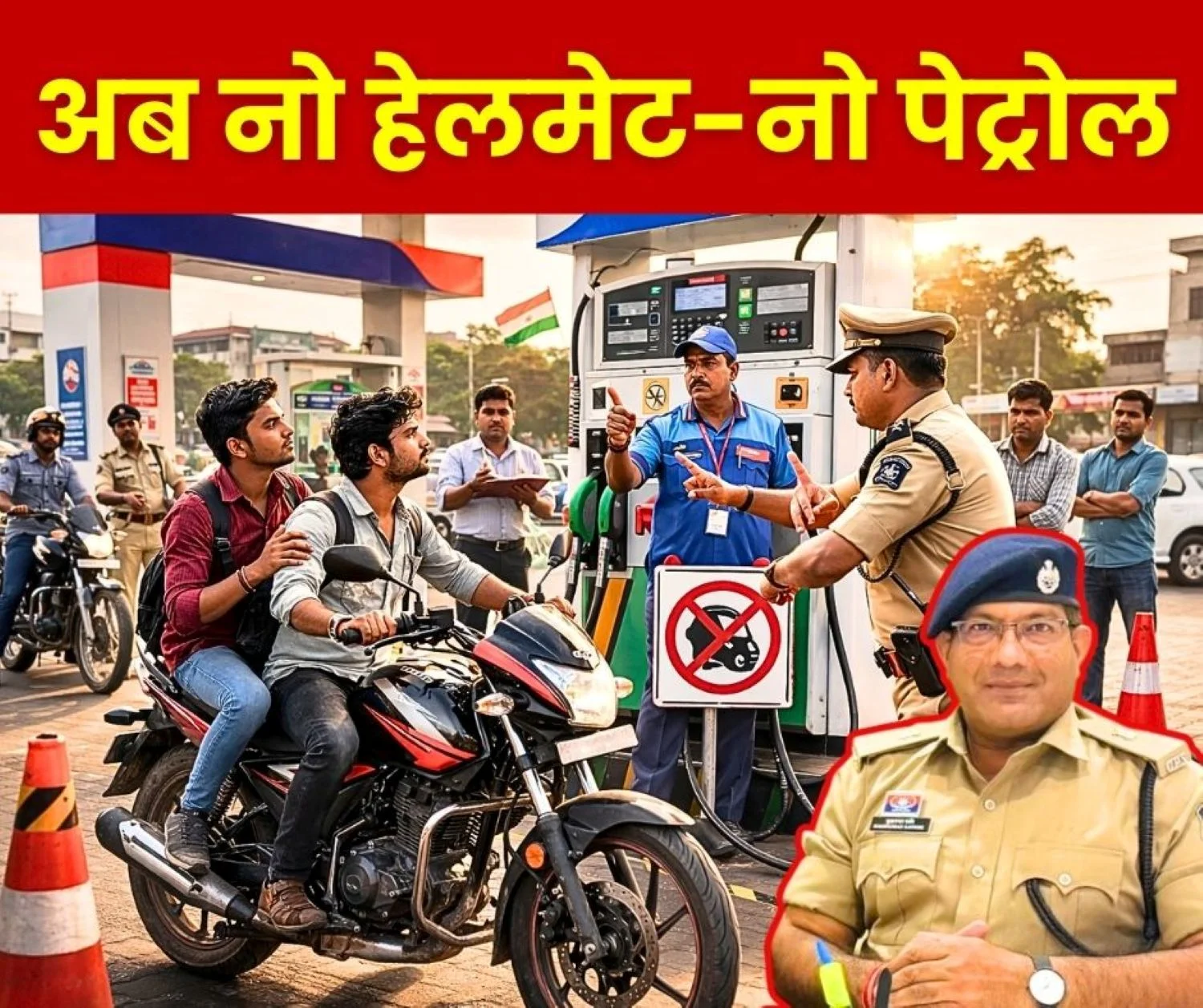 No Helmet, No Petrol Police and District Administration in Action Petrol Pump Operators Should Not Give Petrol to the Vehicle Rider Without Helmet