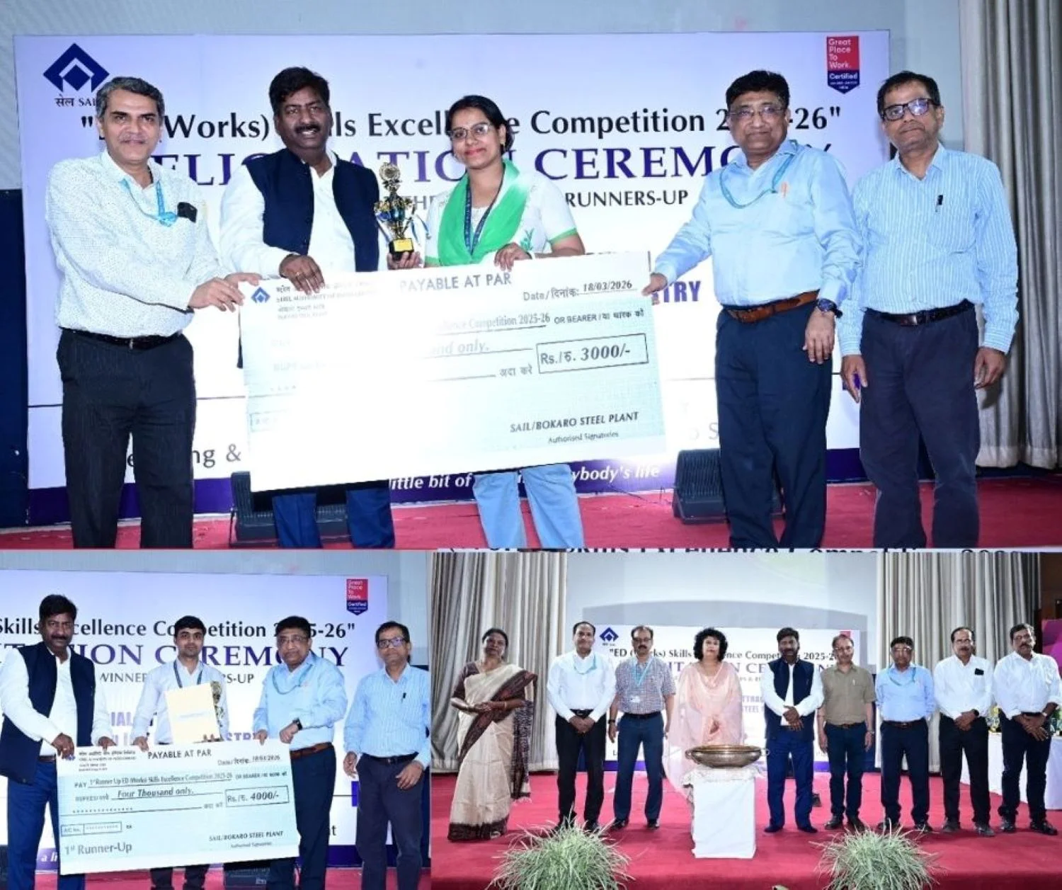 Winners of Bokaro ED Works Skill Excellence Competition 2026 received Cheques