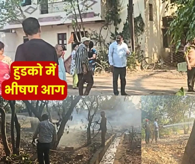Bhilai News Huge Fire in Bushes along the Railway Track in HUDCO Ward 70
