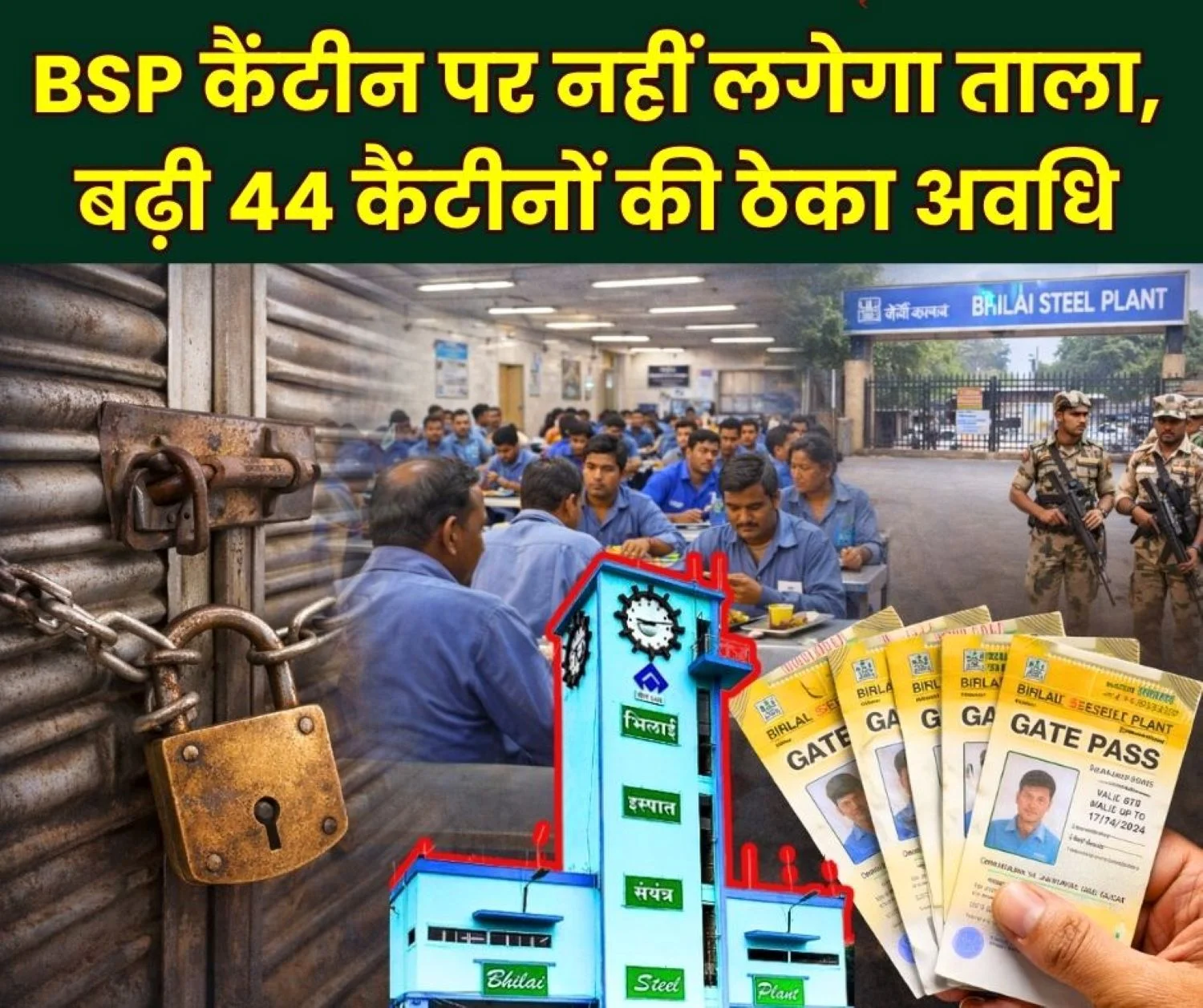Bhilai Steel Plant Canteen Operations will not be halted BSP Takes a Major Decision Validity of 175 Gate Passes Ends, CISF will not Stop Anyone