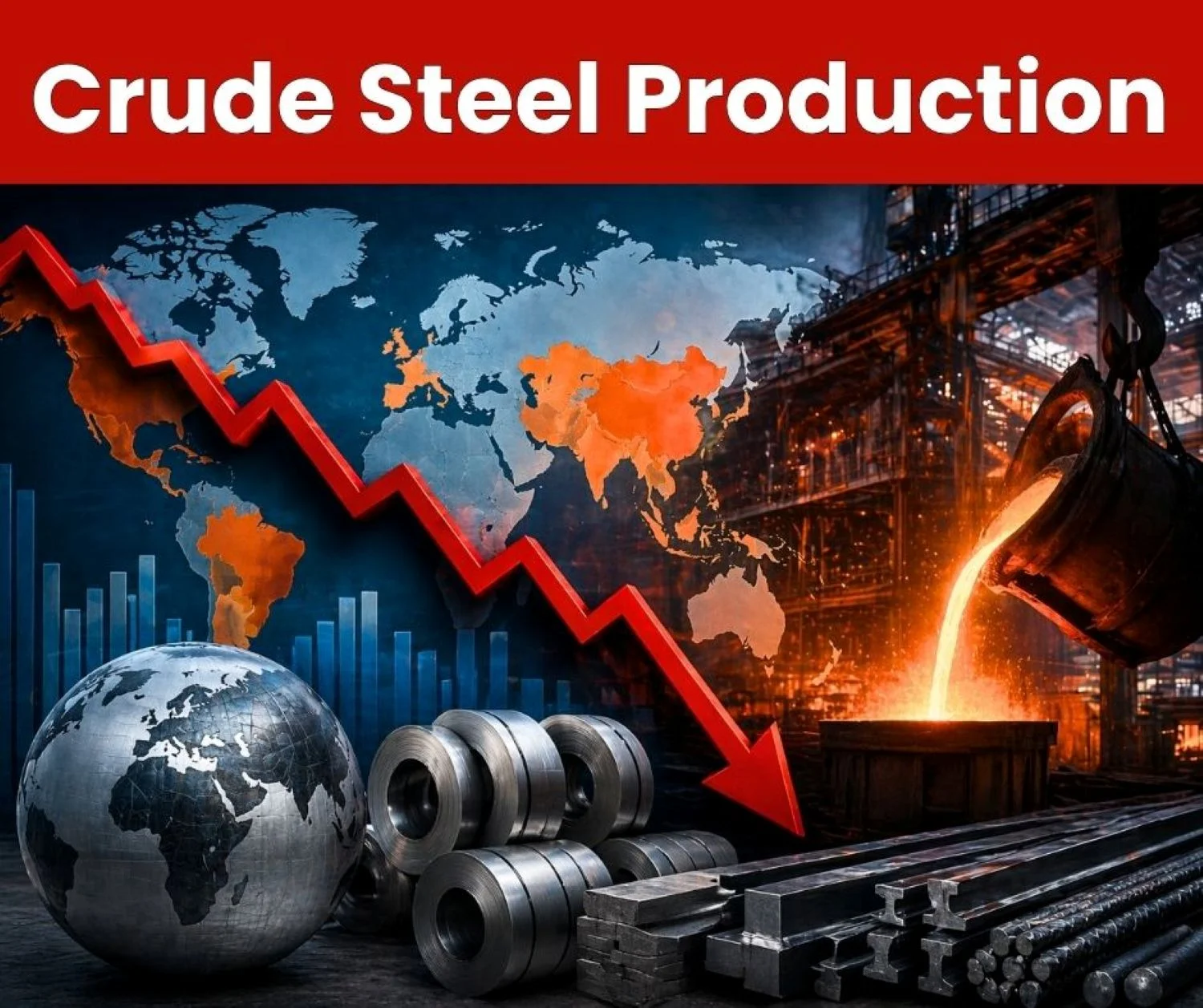 Global Crude Steel Production Declines in March 2026, India Leads Strongly