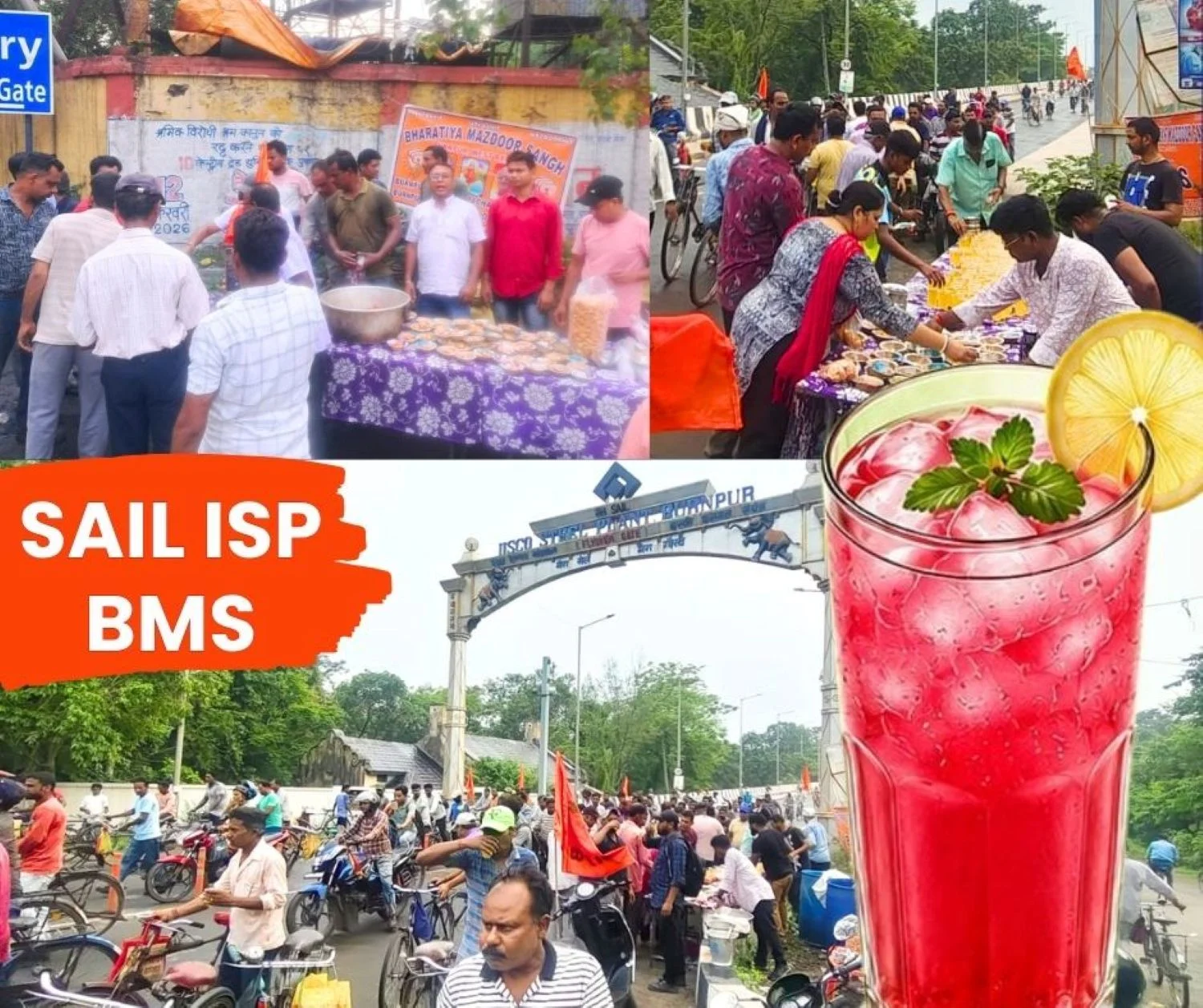 IISCO Steel Plant Burnpur BMS Distributed Gram and Cold Drinks at the Gate
