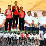 Khelo India Asmita Cycling League 328 Women and Girls Cycled in Bhilai MP and Mayor Flagged off the Event