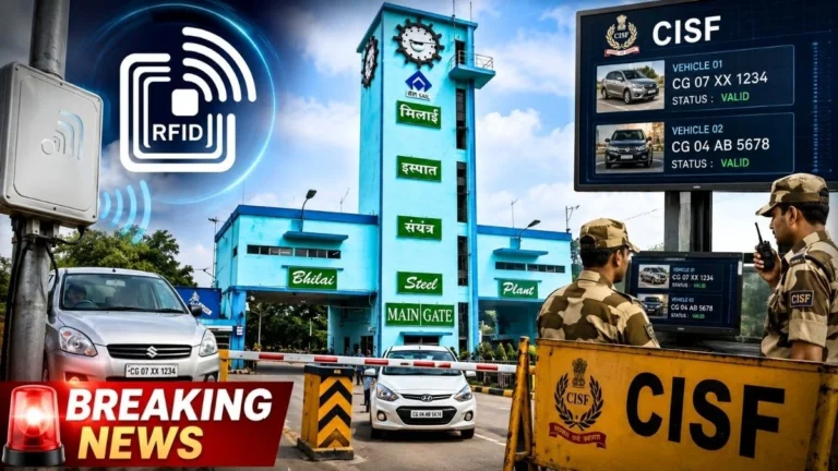 Breaking News RFID trial at Bhilai Steel Plant gate Successful those Leaving Duty Early will be Caught CISF on Alert