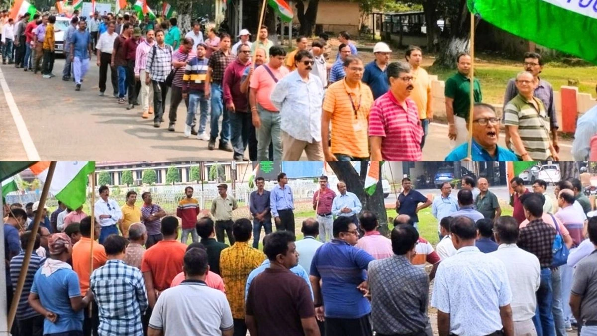SAIL NJCS Meeting INTUC protests at DSP over Puja bonus submits memorandum listing 7 demands